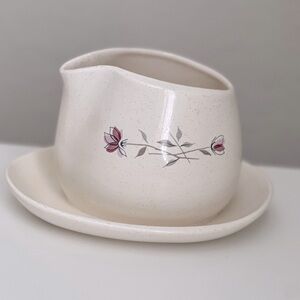 Vintage Franciscan Earthenware Gravy Boat Dish Duet Pink Rose Floral Spe…